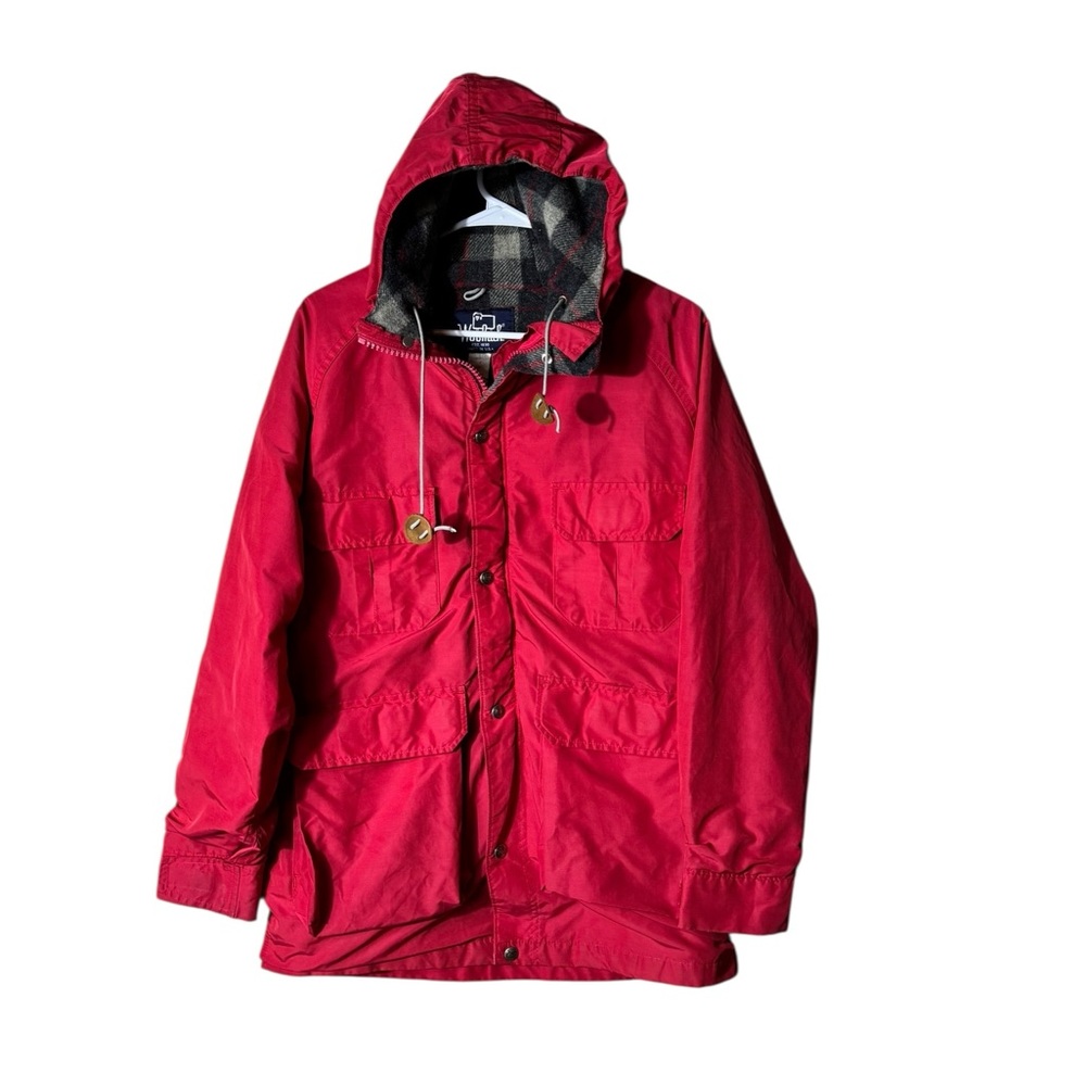 Vintage Woolrich Chore Coat Size Medium Wool Blanket Lined Barn Utility Farm Red